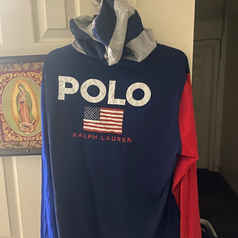 Men large polo pullover hoodie